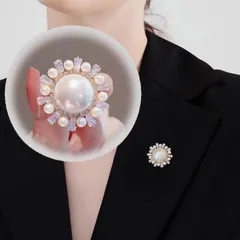 ブローチ はな 1個 キルトピン ストールピン スカーフ留め 安全ピン サークル パール ワンポイント マフラー ストール シンプル(メール便送料無料)