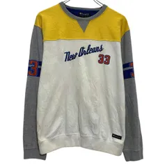 Champion 長袖 プリントTシャツ XL キッズ 160～ ホワイト グレー イエロー チャンピオン プルオーバー 古着卸 アメリカ仕入 a612-8407