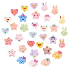 SUNNYCLUE 60個10種 星 カボション アクリル カボション レジン カボション 花 カボション ウサギ パンダ 雲 デコパーツ ハート デコ 兎 樹脂製 デコパーツ ほし チャーム レジン カボション ヘアピンパーツ ブローチ レジン封入 ヘアゴム