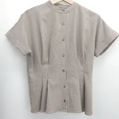 ◇ ⊂ N. Natural Beauty Basic ウエストタック 麻調ブラウス サイズM チャコールグレー系 レディース E  【1506300023415】