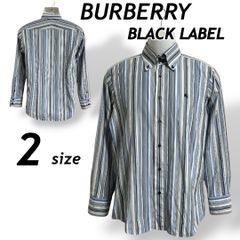 BURBERRY BLACK LABEL バーバリー ブラックレーベル メンズ 長袖シャツ 2 ボタンダウン 綿シャツ 刺繍ロゴ 三陽商会 日本製 ストライプ マルチカラー系 (C41)★