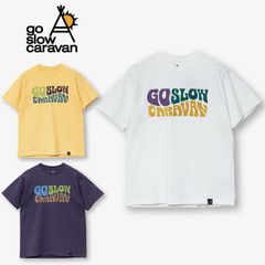 新品 メンズ ゴースローキャラバン 半袖 Tシャツ 半袖Tシャツ ティーシャツ go slow caravan ヒッピー ロゴ プリント ユニセックス レディース コットン 白 ホワイト 黄 イエロー 紫 バイオレット