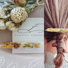 ハンドメイドヘアクリップ☆ビオラのヘアクリップ ヘアアクセサリー ドライフラワー 花 レジン 樹脂 ハンドメイド No.4