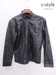 Y257 [人気] LEATHER CULT レザーカルト シングルライダースジャケット S ブラック レザージャケット 革ジャン ジップアップ | Y★