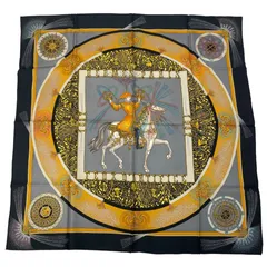 極美品 HERMES エルメス カレ90 FEUX D'ARTIFICE 技巧の火 シルク スカーフ ブラック