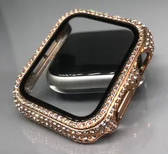 GimelZayin 保護 高級glass ケース メッキ　キラキラ　ローズゴールド アップルウォッチ  4 5 6 7 8 9 se メンズ レディース 40mm 41mm 44mm 45mm 42mm 46mm 49mm Apple Watch カバー