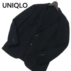 UNIQLO ユニクロ 秋冬★ ウール ブレンド チェック コンフォート テーラード ジャケット Sz.XL メンズ 紺 大きいサイズ
