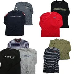 古着卸 まとめ売り ブランドMIX 長袖Tシャツ 9枚セット (メンズ XS /Ｓ ) ノーティカ ホリスター 中古 古着 NA9840