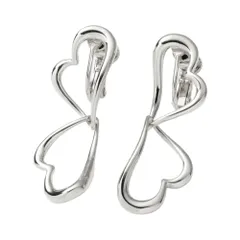 【シルバー×イヤリング】[Cream dot. クリームドット公式] イヤリング レディース  金属アレルギー ニッケルフリー 揺れる ネジ式 スタッド ハート 2連 ダブルハート ひねり 大人 シンプル 