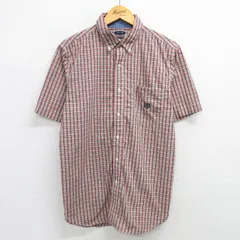 L/古着 チャップス 半袖 シャツ メンズ 90s ボタンダウン 赤他 レッド チェック 25may08 中古 トップス