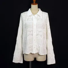 レプシィム ローリーズファーム LEPSIM LOWRYS FARM カーディガン ニット 透かし編み クロシェ コットン F 白 ホワイト