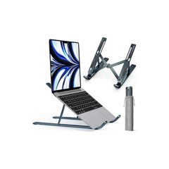 ノートパソコン スタンド PCスタンド 折りたたみ式 パソコンスタンド タブレットスタンド ラップトップスタンド ノートPCスタンド 人間工学設計 アルミ合金製 6段階高さ調節可能 滑り止め 折りたたみ式 持ち運び便利 軽量 PC/MacBook/ラップト 0