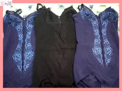 最高級補正下着 シャンデール シャルム ボディスーツ ３枚 B75 サファイアブルー/ブラック 強補整力 パワーネット 快適着心地_セット⑨