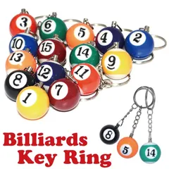 3個(希望ナンバー選択可能)　ビリヤード　ボール　ゴシック体　文字　キーホルダー　キーリング　アクセサリー小物　1番　2番　3番　4番　5番　6番　7番　8番　9番　10番　11番　12番　13番　14番　15番