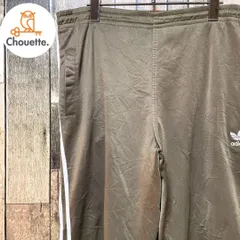 《人気カラー》アディダス adidas 緑☆トラックパンツ 3XL 刺繍ロゴ デカロゴ ビッグロゴ ワンポイントロゴ トレフォイル スリーストライプ ビッグシルエット アースカラー hs