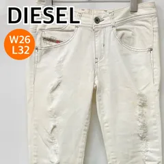 DIESEL ディーゼル パンツ デニム スキニー ダメージジーンズ ホワイト レディース W26 L32サイズ 【CB607】