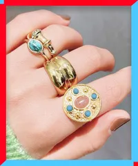 新品 マルチデザインリングセット指輪4点セット 韓国ファッション ボリューミー 合金 組み合わせプチプラ【送料無料】