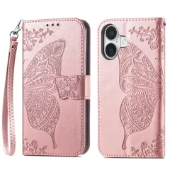 【在庫セール】耐衝撃 ケース ケース 全面保護 カバー 手帳型 iPhone16 手帳型 16 スマホケース 16 16 手帳 iPhone iPhone カードポケット付き Apple 内蔵マグネット スタンド機能 】iPhone 蝶の図案をカバーするクリッ