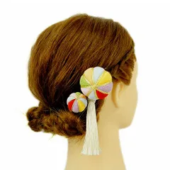 髪飾り 成人式 赤 振袖 前撮り 袴 花 浴衣 夏祭り 花火大会 豪華2点セット 紫 黄色 オレンジ 水色 緑 白 パステルカラー 玉か No.9-3620