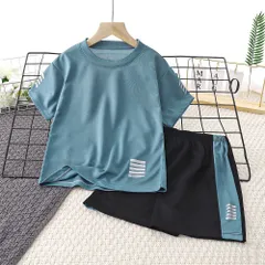 ☆ ブルーグリーン ☆ 100cm ☆ スポーツウェア 上下セットキッズ mmssk13a3 キッズ スポーツウェア 半袖 運動着 トレーニングウェア 上下セット セットアップ 子供 子ども ジュニア 男の子 女の子 ズボン Tシャツ ショートパンツ 短パン