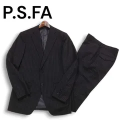 P.S.FA パーフェクトスーツファクトリー 通年 SUPER100'S★ ストライプ セットアップ スーツ Sz.96Y6　メンズ 黒 ビジネス