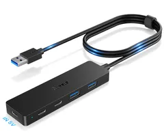 【迅速発送】Aceele USB ハブ 5ポート USB A 3.0 2*USB-A+2*USB-C ポート 上差込タイプ Type-C 給電用ポート付き 直挿し LED表示灯5Gbps高速転送 USB増設 小型 軽量 ノートPC適用 Mac OS/Windo