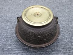 ☆鉄器 ミニ 茶釜 銅蓋 茶道具 金属工芸 古美術 アンティーク