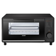 COMFEE' トースター オーブン・トースター 2枚焼き タイマー15分調節 1000W 上下高火力ヒーター 直感的なつまみ操作 焼き網＆受け皿付き お手入れカンタン CF-MD081-BK ブラック