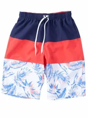 サーフパンツ 大きいサイズ メンズ 海パン 水着 海水パンツ OP ボーダー ボタニカル柄 C060502-02 ネイビー