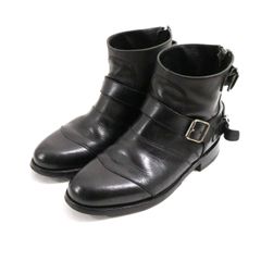 【中古B】BALMAIN バルマン 40 25cm メンズ ショートブーツ バックジップ 黒 レザー 中古B 古着