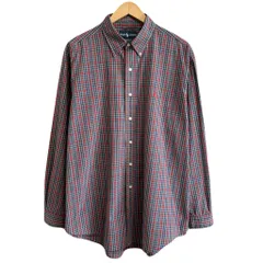 Ralph Lauren ラルフローレン CLASSIC FIT ボタンダウンシャツ コットンシャツ チェック柄 長袖シャツ ワンポイントロゴ 刺繍 赤×青×緑×黄色×多色 XLサイズ No.G890