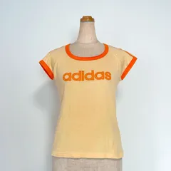 y2k adidas アディダス 半袖カットソー デカロゴ 綿 コットン100％ 黄色 オレンジ フェアリーグランジ 平成ギャル Archive 00s 春夏秋 Tommy february6