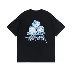 STUSSY ステューシー アイスキューブ プリント Tシャツ 2025春夏 半袖 オーバーサイズ 男女兼用 メンズ レディース ユニセックス 綿100% ストリート 新品 正規品 黒