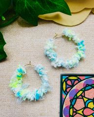 ゆめかわフープピアス 水色 ハンドメイド