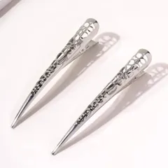 2本セット くちばしクリップ ヘアクリップ ブラック 黒 メタル 花 フラワー 花柄 コンコルド 髪留め 13cm 金属製 強力 まとめ髪 ヘアアレンジ シンプル おしゃれ オフィス 仕事 前髪 ロング ダッカール 髪飾り 頑丈 大きめ 上品 大人 ヘアピン