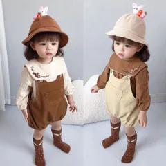 ベビー服 ロンパース 無地 オーバーオール シンプル オシャレ【2種類×2色】