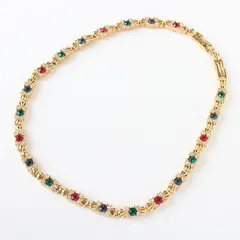 MHR0114 希少 新品同様 NINA RICCI ニナリッチ カラーストーン ゴールドカラー ネックレス ヴィンテージ ペンダント アクセサリー