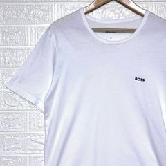 ヒューゴボス　半袖Tシャツ　ワンポイントロゴ刺繍　ホワイト