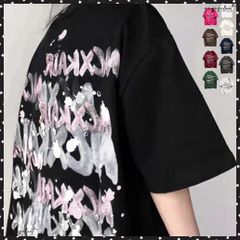 ロングtシャツ ビッグシルエットTシャツ ラウンドネックビッグtシャツ レディース プリント半袖Tシャツ ゆったり おしゃれカットソー グラフィック 五分袖ロゴT チュニックtシャツ 英字tシャツ韓国風 着やせtシャツ夏服