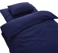 和式 布団カバー シングル 3点セット 綿混 無地 寝具カバー3点セット 掛け布団カバー 敷き布団カバー 枕カバー 洗い替え 防ダニ（ネイビー）