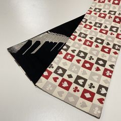 ★　美品　半巾帯　両面　ピアノ　トランプ★r1004