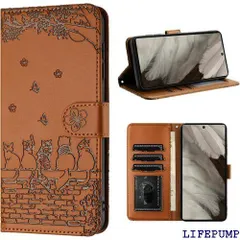 Google Pixel 7A ケース 手帳型 スマホケース グーグル ピクセル7a ケース 手帳型 人気 おしゃれ Pixel 7A 手帳型 ケース Pixel 7a 携帯カバー 可愛い ピクセル 7a 手帳ケース かわいい猫と美しい桜 クブラウン 1441