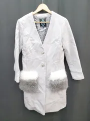 ◇ ◎ GUILD PRIME ギルドプライム ノーカラー ウール混 キレイめ 長袖 コート サイズ34 ライトグレー系 レディース P  【1405090008230】