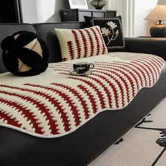 ソファーカバー 90cm×210cm 90cm×240cm ボーダー ブラック レッド グリーン カーキ グレー 黒 赤 緑 モダン お洒落 滑り止め付き シンプル 高級感 シュウベルベット