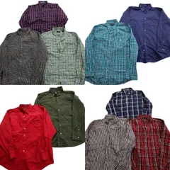 古着卸 まとめ売り チャップス 長袖シャツ 10枚セット (メンズ XL ) 無地 ギンガムチェック ストライプ マドラスチェック 中古 古着 MY4557