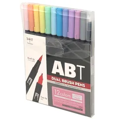 【送料込】トンボ鉛筆 筆ペン デュアルブラッシュペン ABT 12色セット パステル AB-T12CPA