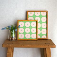 「 kasumi sou dot（ green pink ）」20cm角／A4ポスター