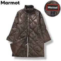 【デサント製】 マーモット Marmot キルティング ダウン コート 膝丈 ロング ジャンパー ウィンドブレーカー L ブラウン アウトドア カジュアル ウェア タウンユース レジャー レディース ♪