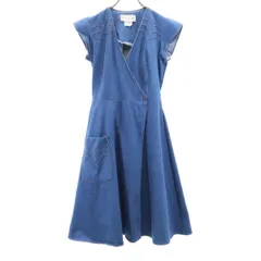 The French Fact 80s 90s オールド フレンチ袖 デニム ラップ ワンピース 45481 レディース 古着 【240204】