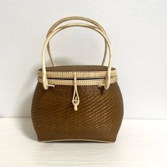 タイ王室御用達　プラニー工房　籠バック　茶籠 タイ王室御用達 竹籠バッグ(プラニー/KOMKRIT工房謹製) - 染と織